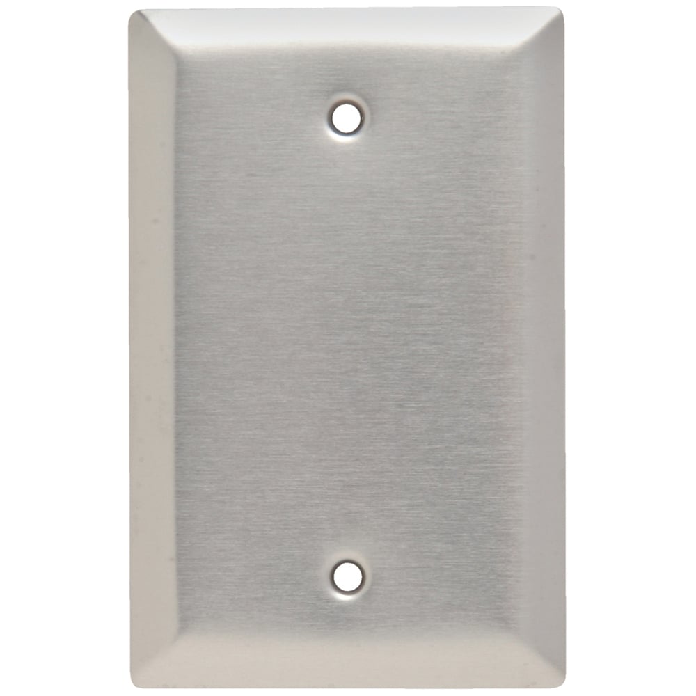 Smooth Metal Wall Plate, Junior-Jumbo 1gang Blank, Box Mounted, 302 Stainless Steel