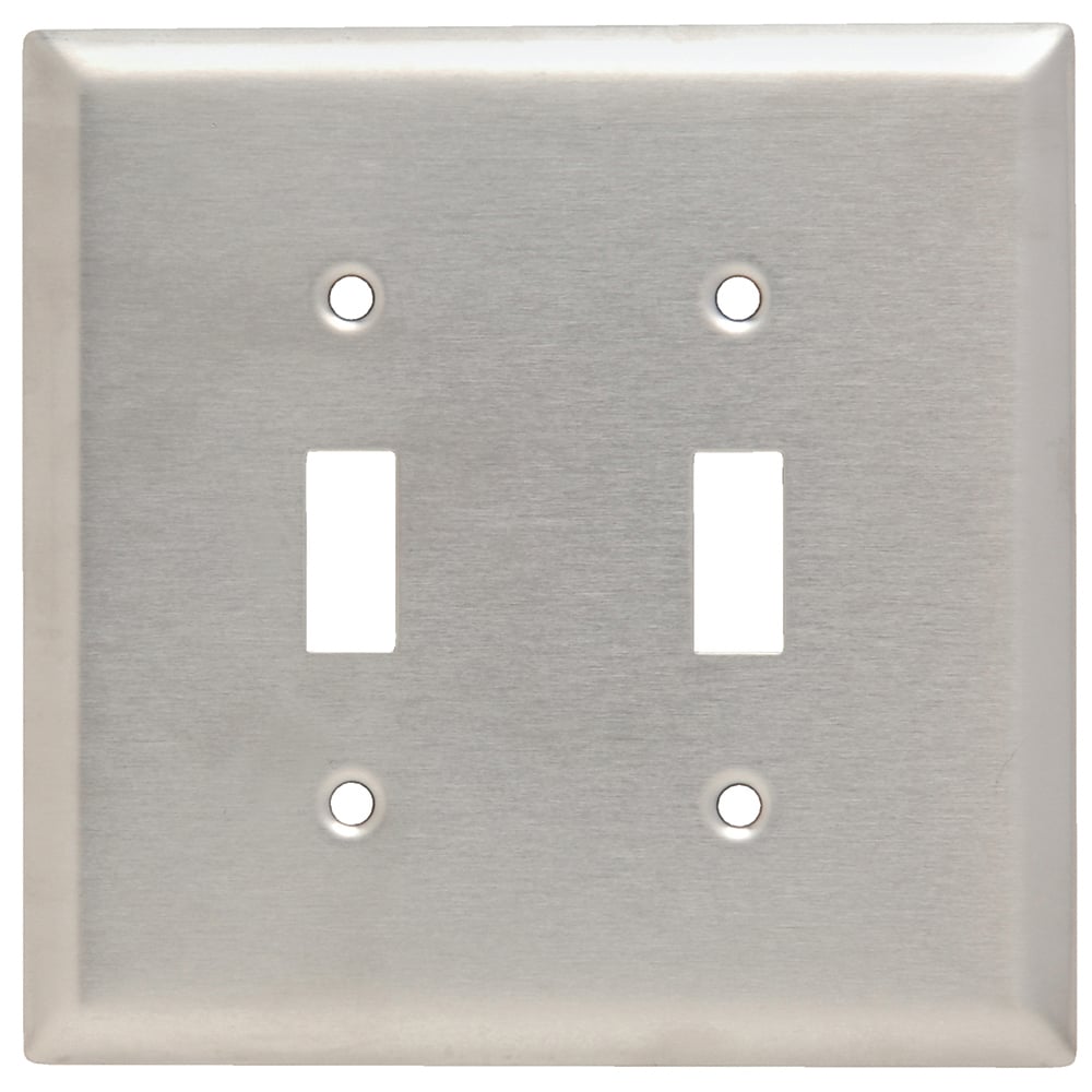 Smooth Metal Wall Plate, Junior-Jumbo 2gang Toggle, 302 Stainless Steel