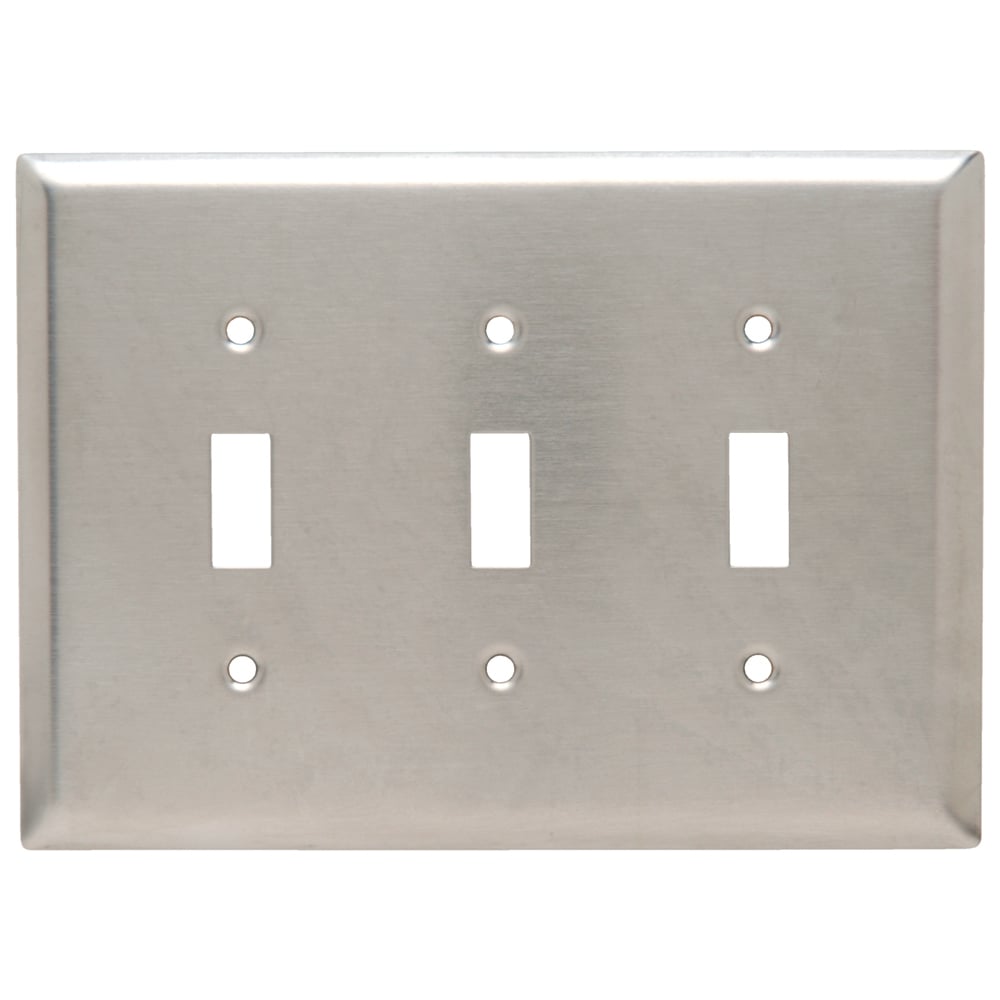 Smooth Metal Wall Plate, Junior-Jumbo 3gang Toggle, 302 Stainless Steel