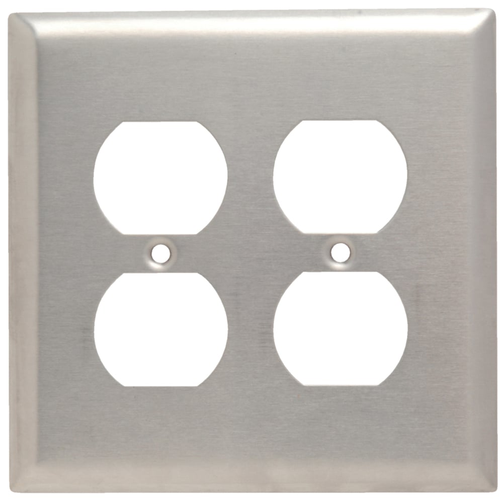 Smooth Metal Wall Plate, Junior-Jumbo 2gang Duplex, 302 Stainless Steel