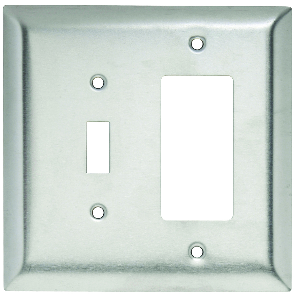 2-Gang Combination Jumbo Wall Plate, 1 Toggle Switch and 1 Decorator,  302 Stainless Steel