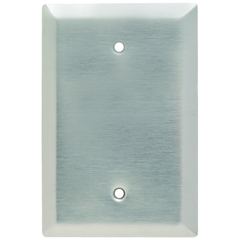 Smooth Metal Wall Plate, Jumbo 1gang, Blank Box Mounted, 302 Stainless Steel