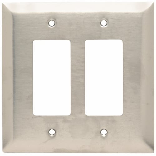 Smooth Metal Wall Plate, Jumbo 2gang Decorator, 302 Stainless Steel