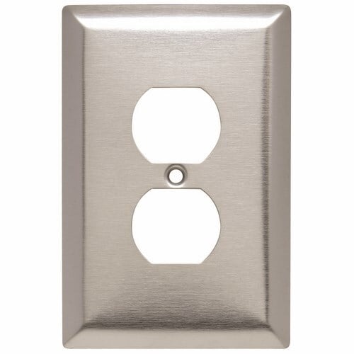 Duplex Receptacle Wall Plate, One Gang, 302 Stainless Steel