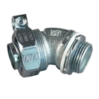 45 deg Liquidtight Connector with Plain Throat, 1/2 inch, Malleable Iron, Zinc Electroplated