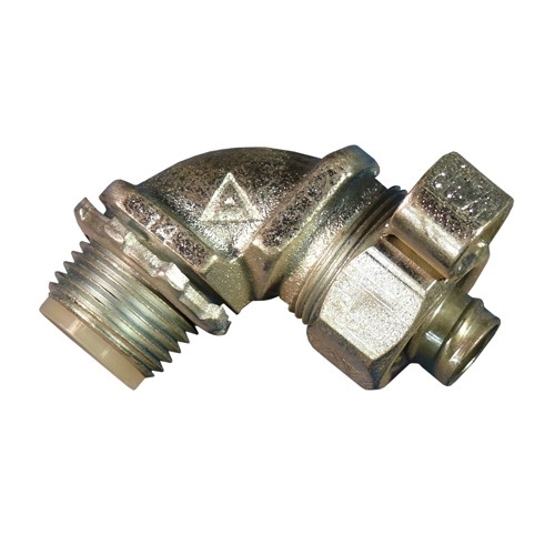 90 deg Liquidtight Connector with Insulated Throat, 3/4 inch, Malleable Iron, Zinc Electroplated