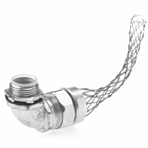 90 deg male liquid tight for metallic flexible conduit. 3/4 npt. 3.875 Mesh length.