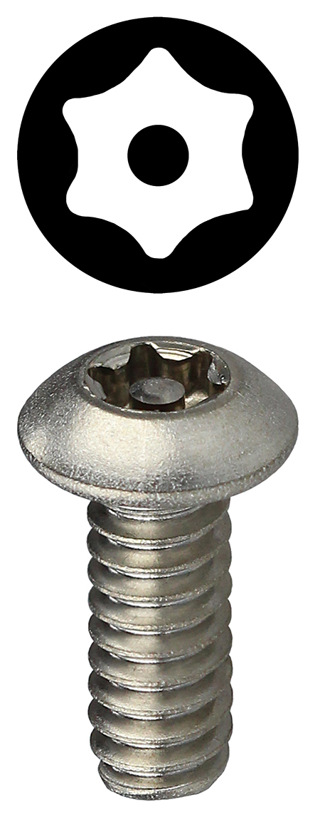 Machine Screw, 18-8 Stainless Steel material, 1 in. length, #8-32 thread size, Button head type, Star Pin drive type