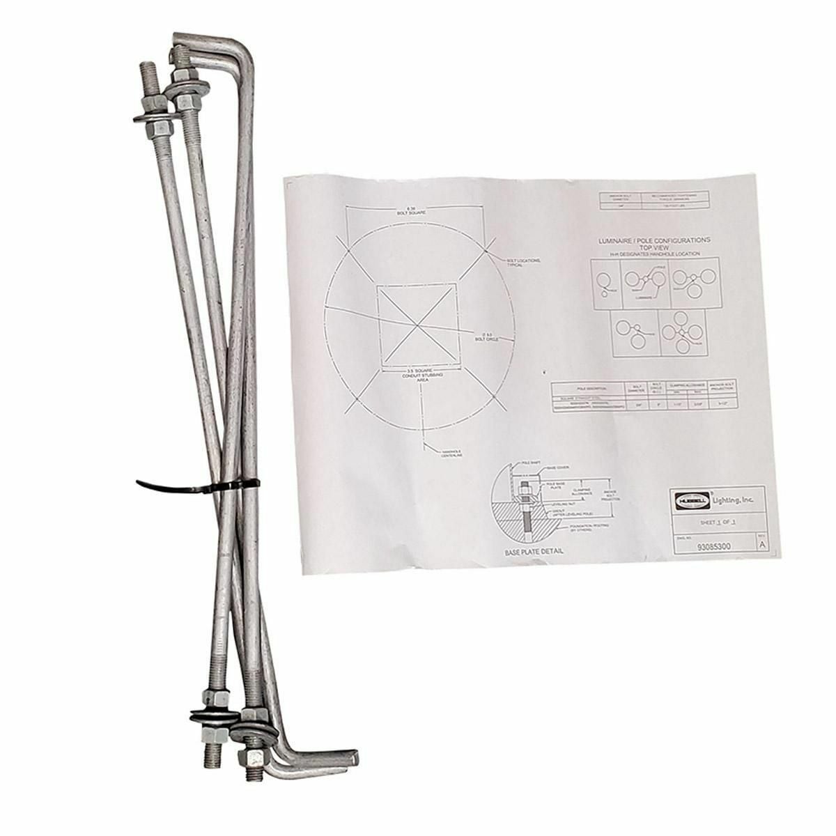 1 in x 36 in x 4 in anchor bolt set (four bolts with hardware).