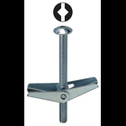 Mushroom Head with Spring Wing, Steel material, Zinc Plated Finish, 3 in. length, 3/16 in. diameter, 1/2 in. drill size, Square/Slotted drive type