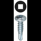Pan Head Self Drilling Screw, Steel material, #10 x 1 in. Size, Zinc Plated Finish, Square drive type, #2 bit size, Patented Invincibox Packaging
