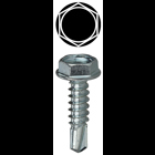 Washer Head Self Drilling Screw, Steel material, #10 x 1 in. Size, Hex Washer head type, Zinc Plated Finish, 5/16 in. hex size, Patented Invincibox Packaging