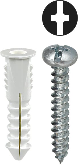 1AK Anchor Kit, 201 Pieces, 6 x 1 in Size, 3/16 in Bit, Nylon, White