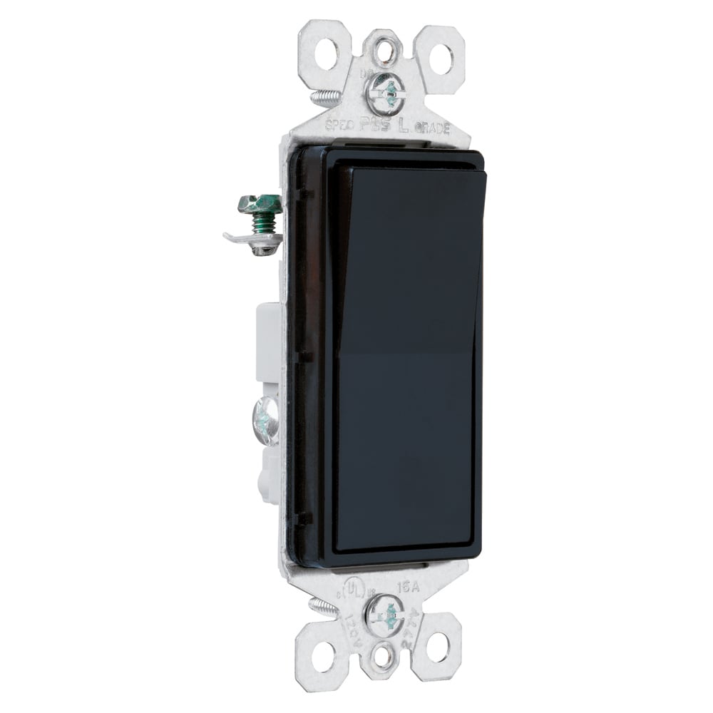 Decorator Switch,3Way 15Amp 120/277V Grounding, Black