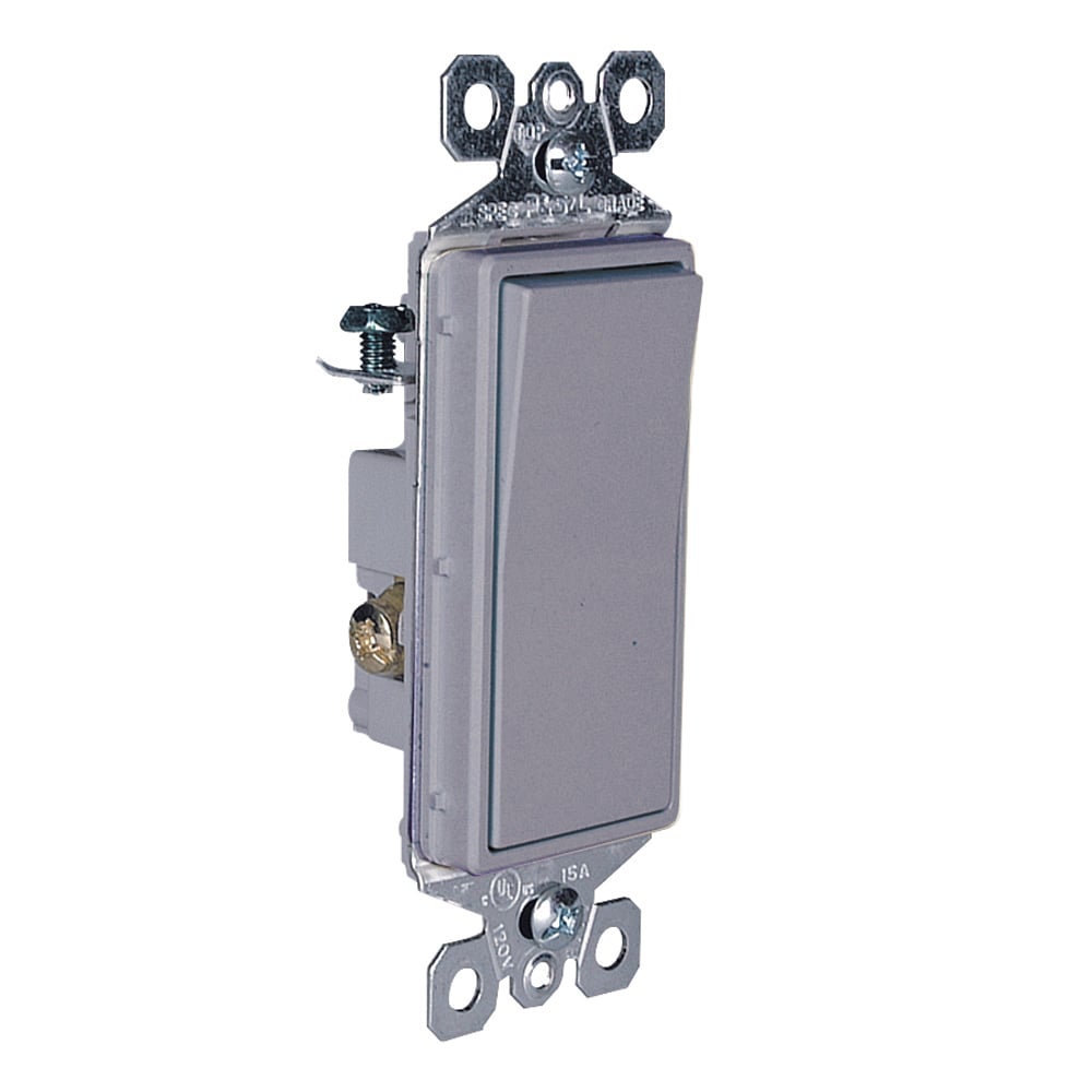Decorator Switch,3Way 15Amp 120/277V Grounding, Gray