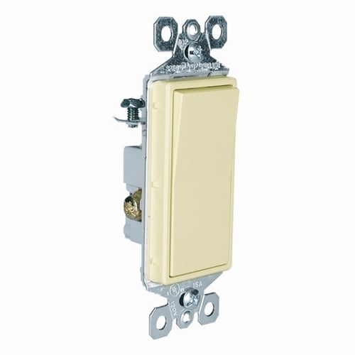 Decorator Switch,3Way 15Amp 120/277V Grounding, Ivory