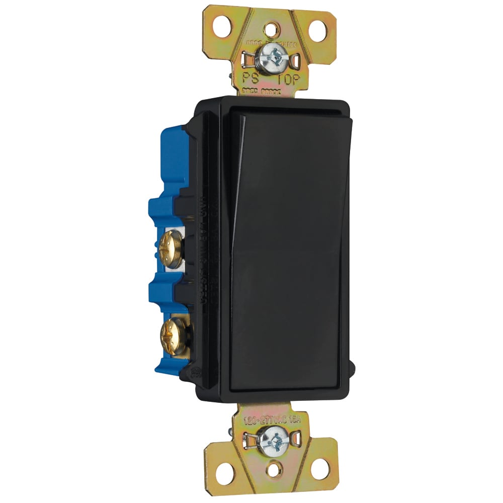 NAFTA-Compliant Decorator Switch,4Way 15Amp 120/277V, Black
