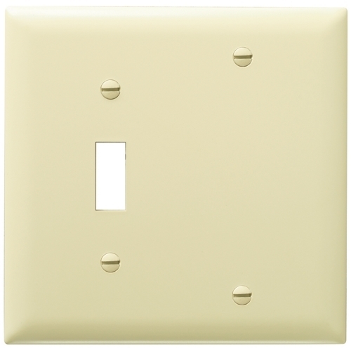 Combination Openings, 1 Toggle Switch & 1 Blank, Two Gang, Ivory