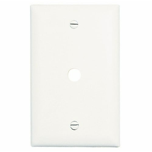 Single gang, Single telephone or cable outlet 13/32 hole. Box mounted. Nylon Trademaster plate. White.