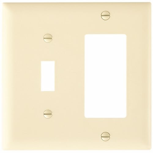 Trademaster Plate 2gang 1toggle 1 Decorator Light Almond