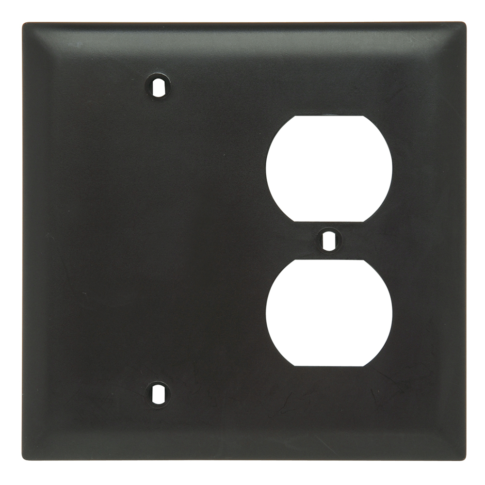 Trademaster Plate 2gang 1 Blank 1duplex Black