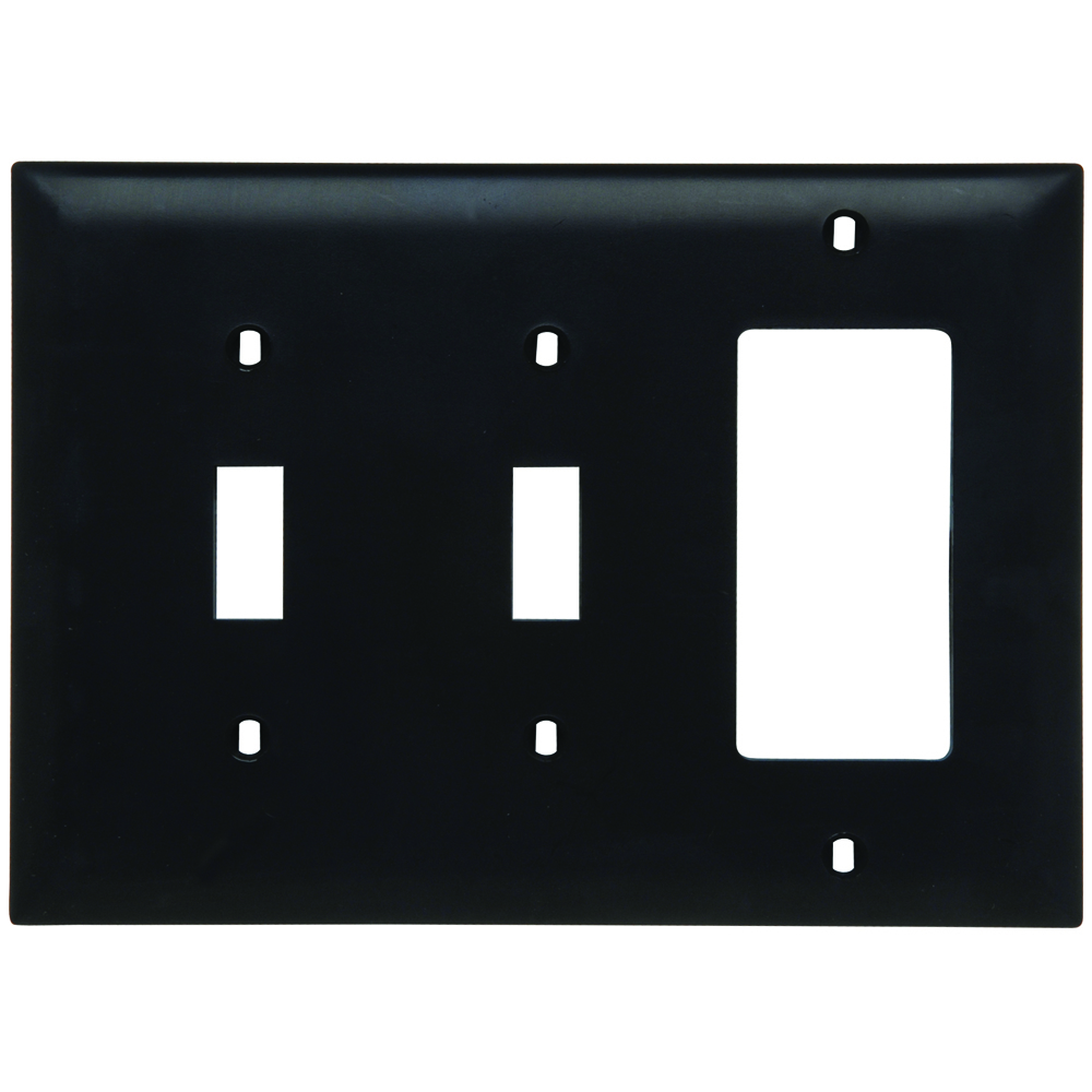 Trademaster Plate 3gang 2toggle 1 Decorator Black
