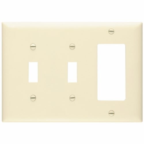 Trademaster Plate 3gang 2toggle 1 Decorator Light Almond