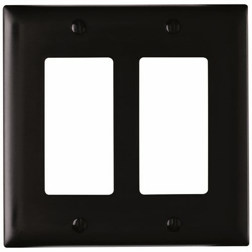 Trademaster Plate 2gang 2 Decorator Black