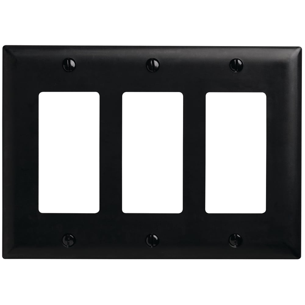 Trademaster Wallplate 3 gang, 3 Decorator, Black