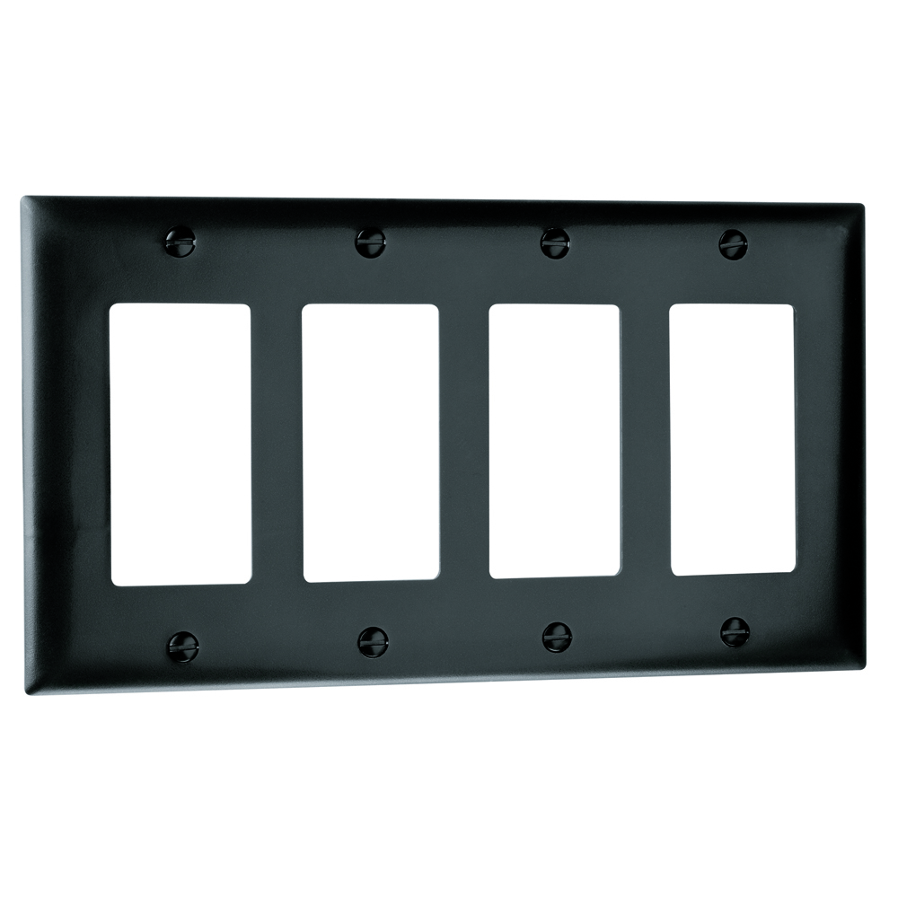Trademaster Plate 4gang 4 Decorator Black