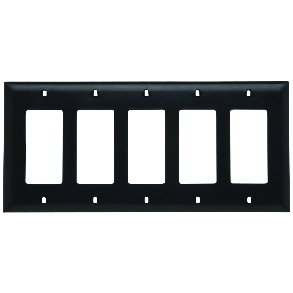 Trademaster Plate 5gang 5 Decorator Black