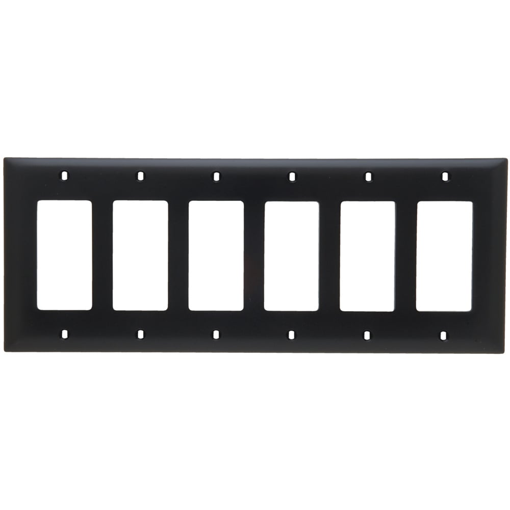 Trademaster Wall Plate, 6 gang, Black