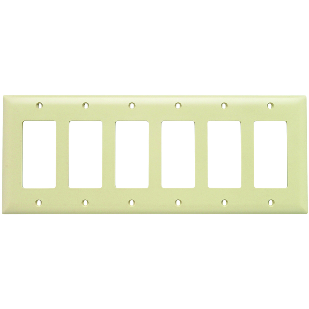 Trademaster Plate 6gang 6 Decorator Ivory