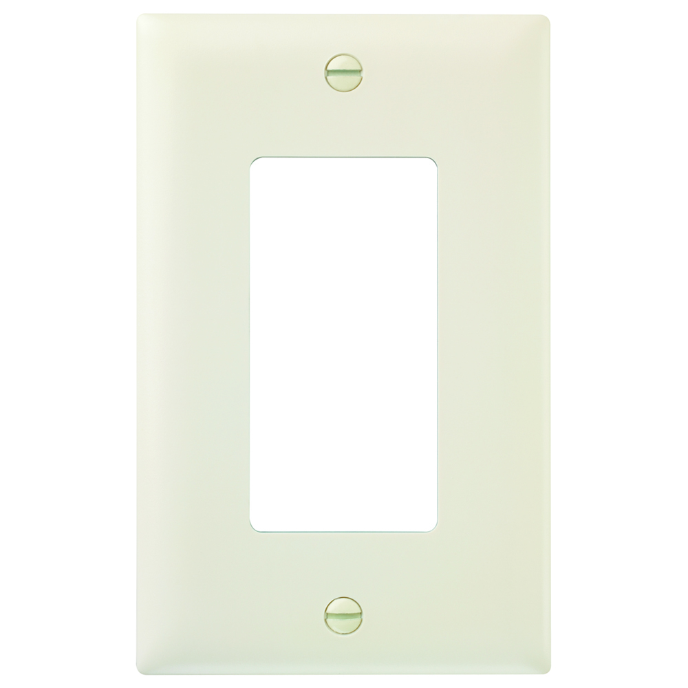 Trademaster Wall Plate, single gang,decorator plateis molded of rugged, practically indestructible self-extinguishing nylon. It is preferred for hospital, industrial, institutional, and other high-abuse applications. Available in Ivory, White, Brown, Gray, Black, Blue, Orange, Red, and Light Almond.