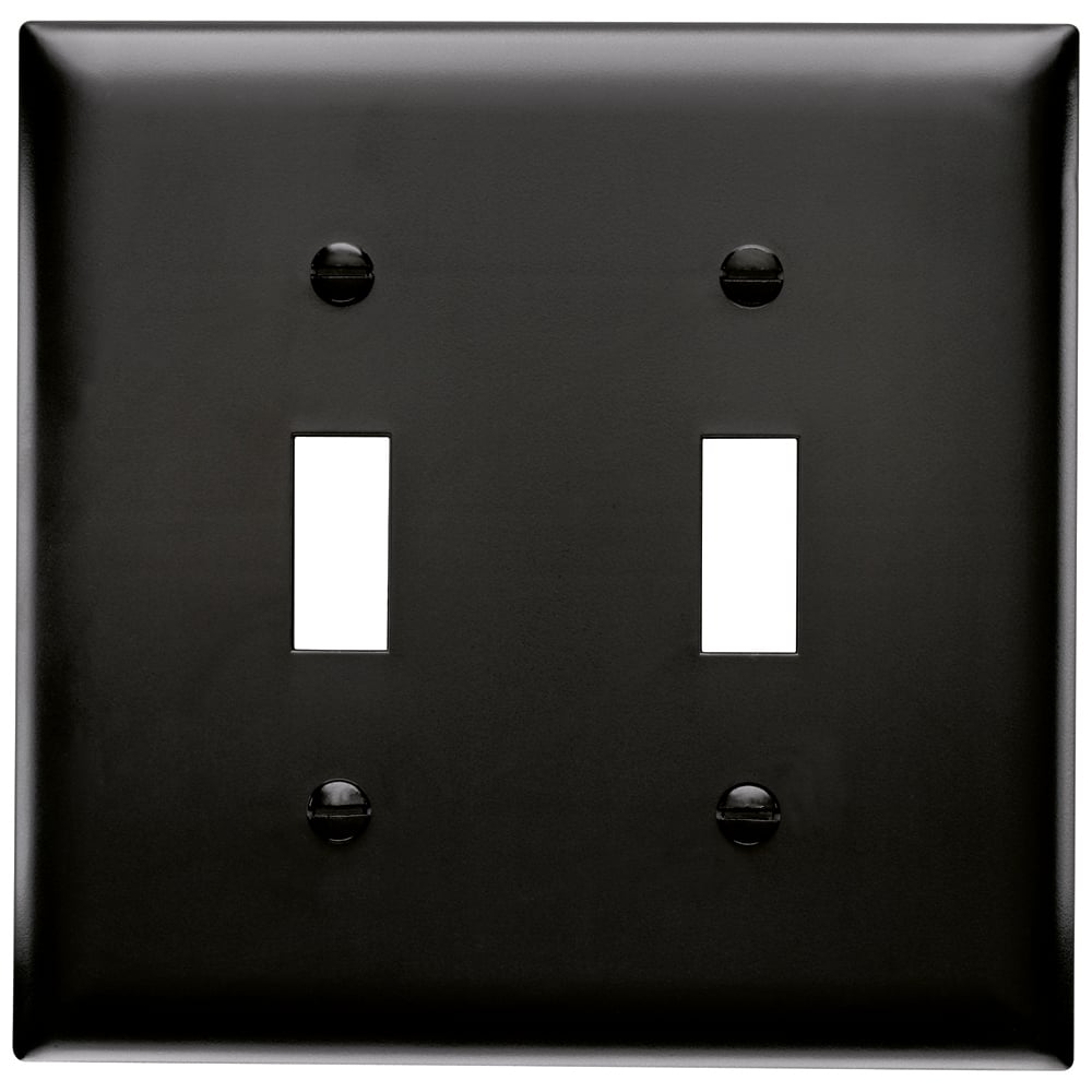 Trademaster Wall Plate 2gang 2toggle Black