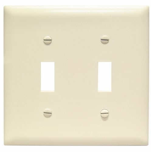 Trademaster Wall Plate, two gang and toggle plate, is molded of rugged, practically indestructible self-extinguishing nylon. It is preferred for hospital, industrial, institutional, and other high-abuse applications.Available in Ivory, White, Brown, Gray, Black, Blue, Orange, Red, and Light Almond.