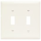 Trademaster two gang and toggle wall plate molded of rugged, practically indestructible self-extinguishing nylon. It is preferred for hospital, industrial, institutional, and other high-abuse applications. Available in Ivory, White, Brown, Gray, Black, Blue, Orange, Red, and Light Almond.