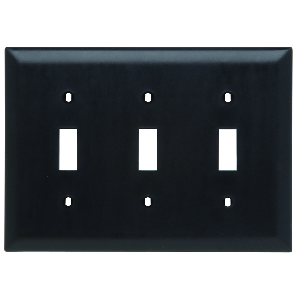 Trademaster Plate 3gang 3toggle Black