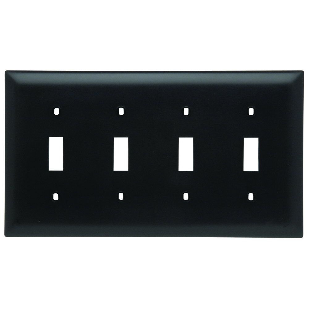 Trademaster Plate 4gang 4toggle Black