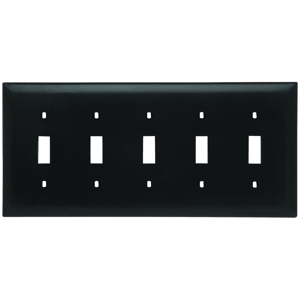 Trademaster Plate 5gang 5toggle Black