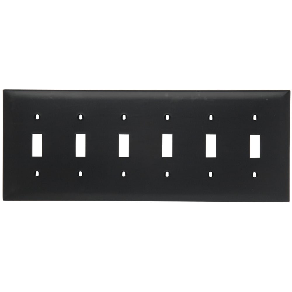 Trademaster Plate 6gang 6toggle Black