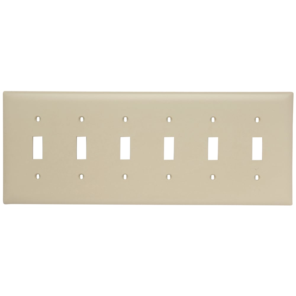 Trademaster Plate 6gang 6toggle Ivory