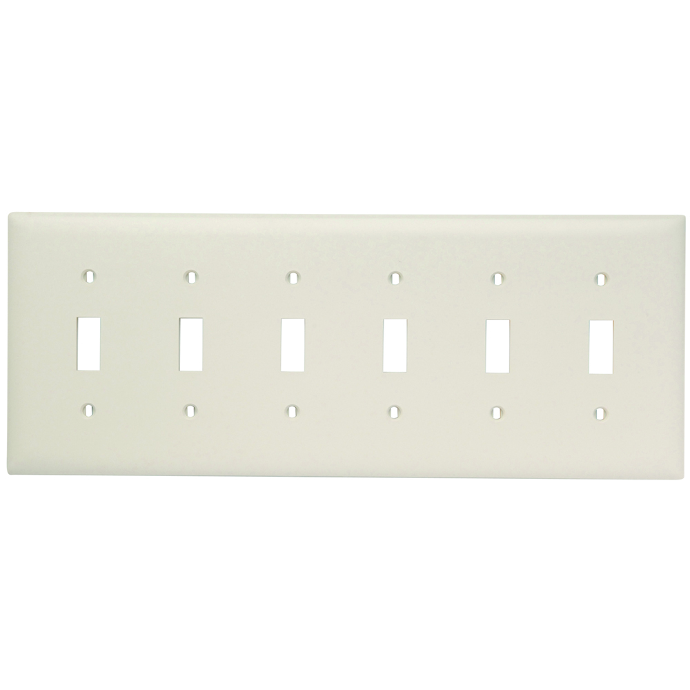 Trademaster Plate 6gang 6toggle Light Almond