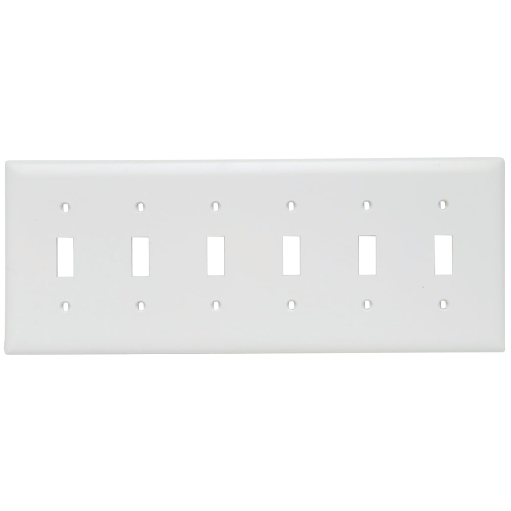 Trademaster Plate 6gang 6toggle White