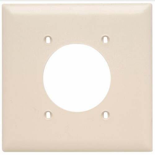 Two Gang Power Outlet Receptacle Opening, 2.1563 hole for 2.125 diameter device - 4 mtg. holes,Light AlmondNylon.