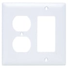 2-Gang Combination Wall Plate, 1 Duplex Receptacle and 1 Decorator, Nylon, White