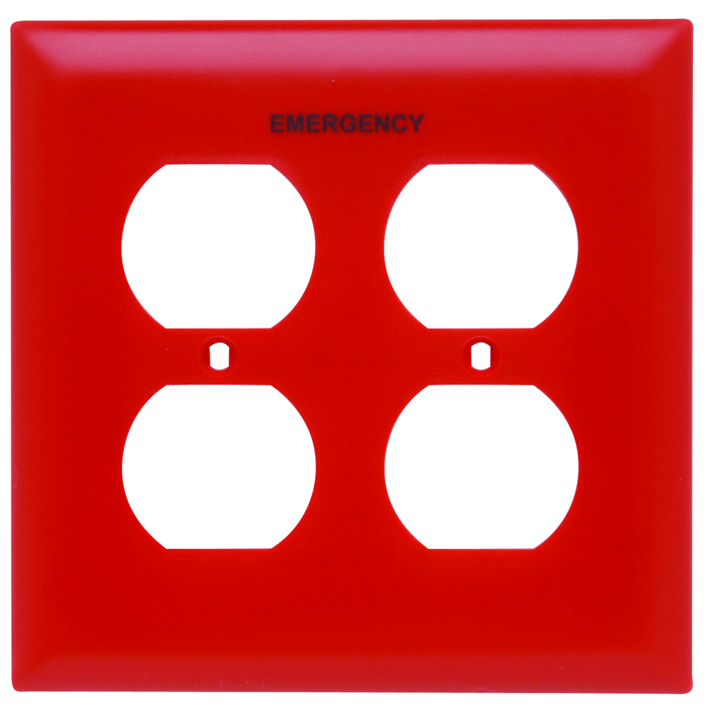 Double gang duplex. Red with Black fill. Nylon Trademaster.