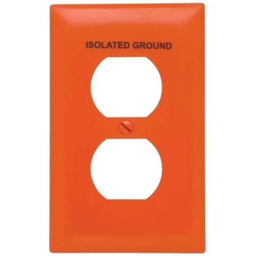 Single gang, duplex receptacle, Orange with Black fill. Nylon trademaster.
