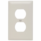 Trademaster, single gang, duplex wall plate molded of rugged, practically indestructible self-extinguishing nylon. It is preferred for hospital, industrial, institutional, and other high-abuse applications. Available in Ivory, White, Brown, Gray, Black, Blue, Orange, Red, and Light Almond.