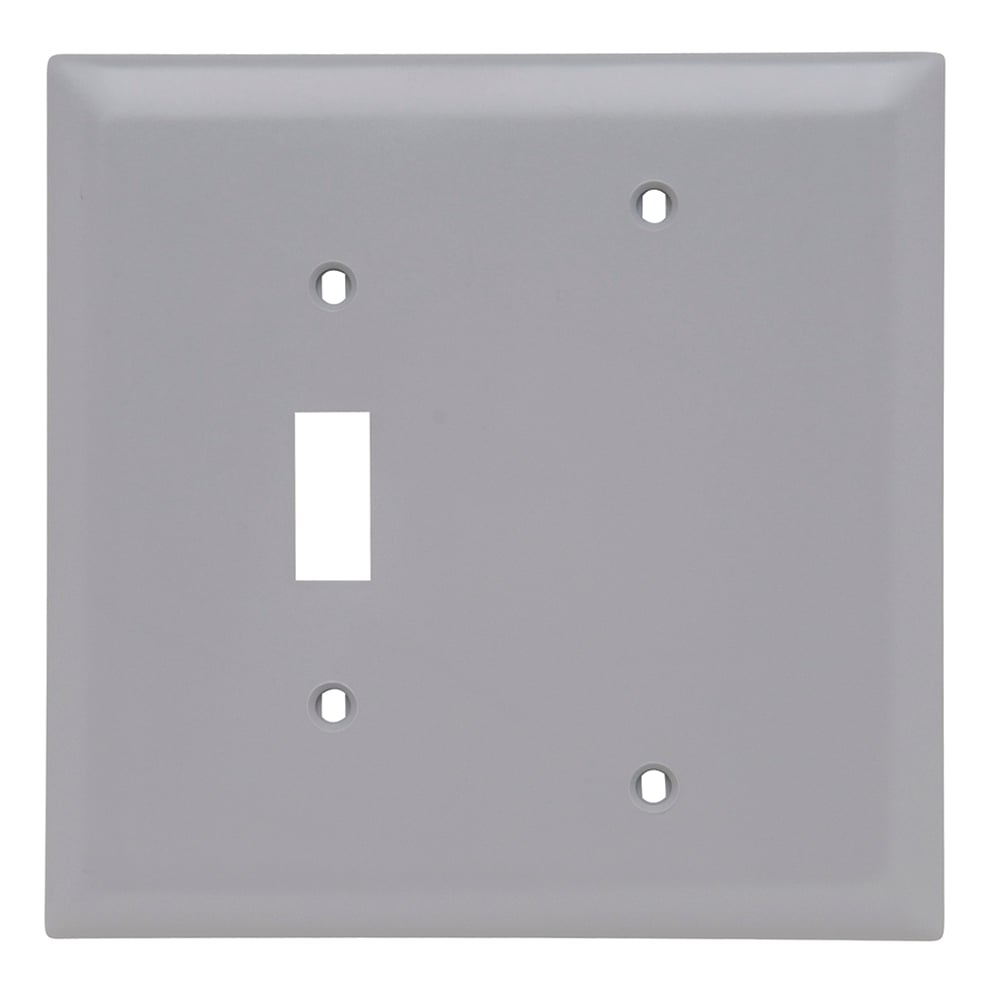Combination Wall Plate, 1 Toggle Switch and, 1 Blank, Two Gang, Gray